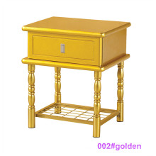 Mesa de noche de madera moderna de la cama de madera y del metal (002 # de oro)